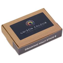 Unison Handmade Pastel Set - Drawing Colors, Set of 8, Half Stick (front of packaging, angled-view)