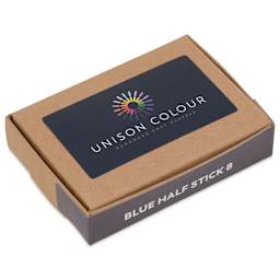 Unison Handmade Pastel Set - Blue Colors, Set of 8, Half Stick (front of packaging, angled-view)