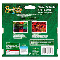 Portfolio Series Watersoluble Oil Pastel Set - Assorted Colors, Set of 12 (back of package)
