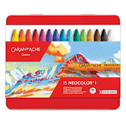 Caran d'Ache Neocolor I Wax Pastels - Front of package of Set of 15 Pastels