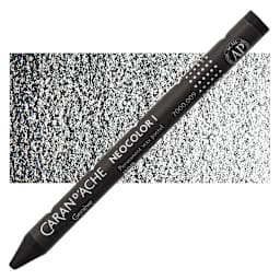 Caran d'Ache Neocolor I Wax Pastel - Black pastel and swatch