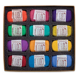 Townsend Terrages Pastel Set of 12 Fauve Colors shown in cushioned open box