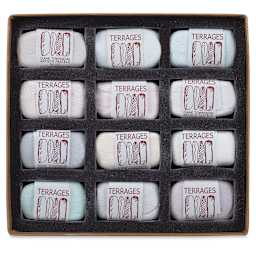 Townsend Terrages Pastel Set of 12 White Out Colors shown in cushioned open box