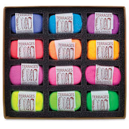 Townsend Terrages Pastel Set of 12 Fluorescent Colors shown in cushioned open box