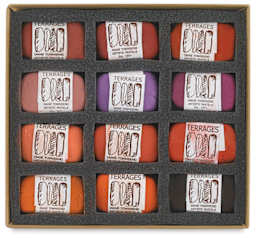 Townsend Terrages Pastel Set of 12 Red Colors shown in cushioned open box