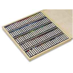 Sennelier Oil Pastel Set - Assorted Colors, Wood Box, Set of 125, contents in packaging