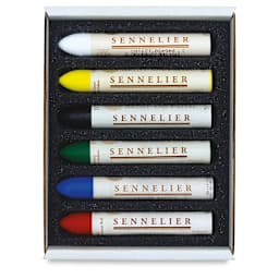 Sennelier Oil Pastel Set - Discovery Colors, Set of 6, contents shown inside of box