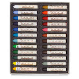 Sennelier Oil Pastel Set - Universal Colors, Set of 24, pastels shown inside of the box