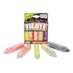 Crayola Washable Sidewalk Chalk - Tie Dye, Set of 5 chalks shown in front of package