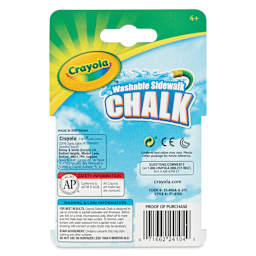 Crayola Washable Sidewalk Chalk - Assorted Colors, Set of 4 back of packaging