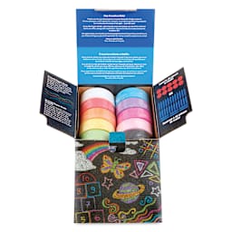 Crayola Washable Sidewalk Super Chalk, box opened showing 10 Puck Chalks inside