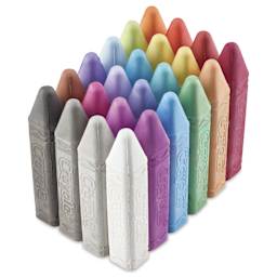 Crayola Washable Sidewalk Chalk - Glitter Colors, Set of 24, chalk laid out