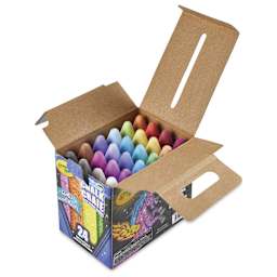 Crayola Washable Sidewalk Chalk - Glitter Colors, Set of 24, chalk shown inside open box