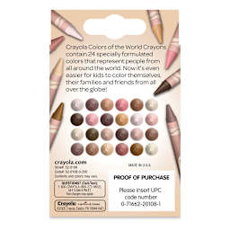 Crayola Crayons - Colors of the World, Set of 24, back of the packaging