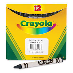 Crayola Crayons - Black, Box of 12, front of the packaging