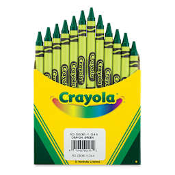 Crayola Crayons - Green, Box of 12, crayons being pulled out of package