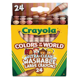 Crayola Ultra-Clean Washable Crayons - Colors of the World, Large, Set of 24 front of the packaging