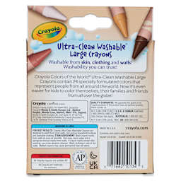 Crayola Ultra-Clean Washable Crayons - Colors of the World, Large, Set of 24, back of the packaging