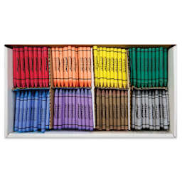 Prang Crayons - Pkg of 400, crayons in 8 colors shown inside of the box