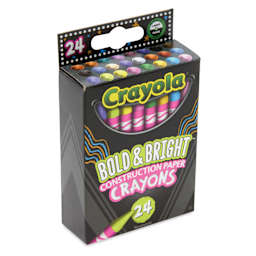 Crayola Construction Paper Crayons - Bold and Bright Colors, Set of 24, front of packaging