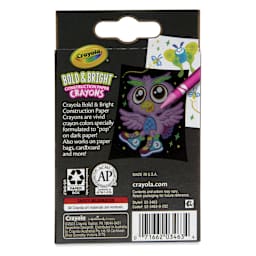 Crayola Construction Paper Crayons - Bold and Bright Colors, Set of 24, back of packaging