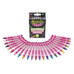 Crayola Construction Paper Crayons - Bold and Bright Colors, Set of 24, contents and packaging