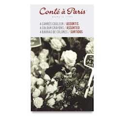 Conté à Paris Colour Pastel Carrés - Set of 4, Assorted Primary Colors, Matchbox Set contents