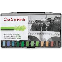 Conté à Paris Colour Pastel Carrés - Set of 12, Landscape Colors, front of packaging