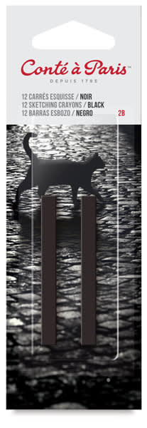 Conté à Paris Sketching Pastel Carrés - Pierre Noire, 2B, Pack of 2 in package