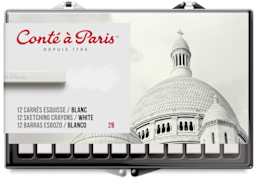 Conté à Paris Sketching Pastel Carrés, Box of 12, White, 2B. In package  