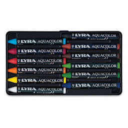 Lyra Aquacolor Crayon Set - Assorted Colors, Water-Soluble, Set of 12