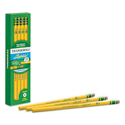 Dixon Ticonderoga Laddie No. 2 Pencil -  Box of 12, three pencils in front of the box