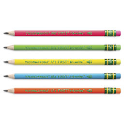 Dixon Ticonderoga My First Tri-Write Neon Pencils - Set of 12, pencils in different colors laid out