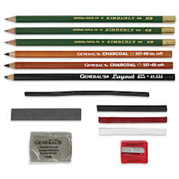 General's Drawing Class Essential Tools Kit , contents laid out