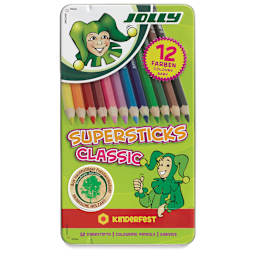 Jolly Superstick Colored Pencil Sets - Front view of package of 12