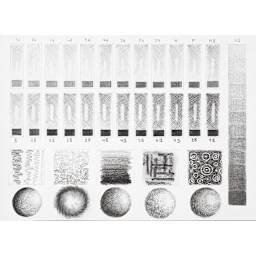 Derwent Sketching Collection sample of drawings showing gradation of hardnesses