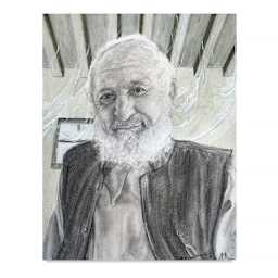 General's Charcoal Pencils - Portrait charcoal drawing of man with beard and vest.