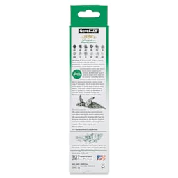 General's Kimberly Graphite Pencils Set - Drawing Pencils, Pkg of 12, back of the packaging