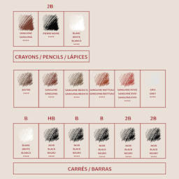 Conté à Paris Sketching Pencils - Studio Sketching Set, Set of 18, swatches