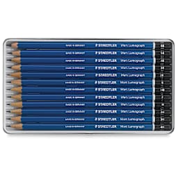 Staedtler Lumograph Drawing and Sketching Pencils - Set of 12, Assorted Hardness. Inside package