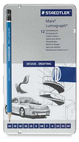 Staedtler Lumograph Drawing and Sketching Pencils - Set of 12, Assorted Hardness. In package
