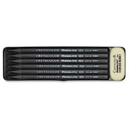 
Cretacolor Monolith Woodless Pencils -Top view of 7 pc Set, shown open
