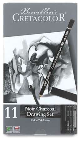Noir Charcoal Drawing Set - Top view of closed package