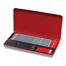 Graphite Sketch Set - Open tin showing components of Set