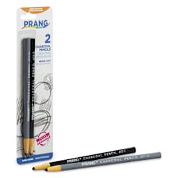 Prang Wrap Charcoal Pencils - Set of 2, packaging and two pencils laid out