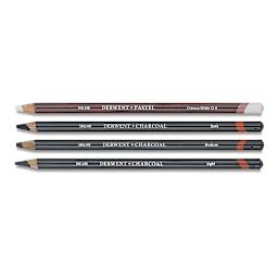 Derwent Charcoal Pencil Set - Set of 4 pencils shown horizontally