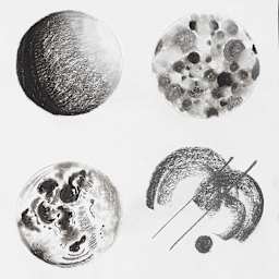 Derwent Charcoal Pencil Set finished art of orbs showing different tones and textures