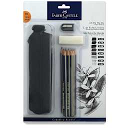 Faber-Castell Art-On-The-Go Drawing Set - Front of Blister package showing components