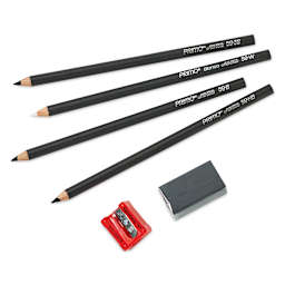 General's Primo Euro Blend Charcoal - Pencils Set, contents laid out