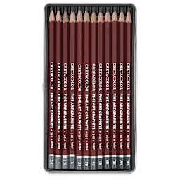 Cretacolor Fine Art Graphite Pencils Set - Set of 12 pencils shown in open tin